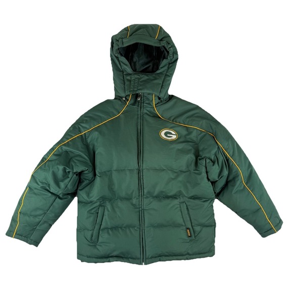 Green Bay Packers Reebok Down Filled Puffer Jacket With Hood Youth‎ 14-16